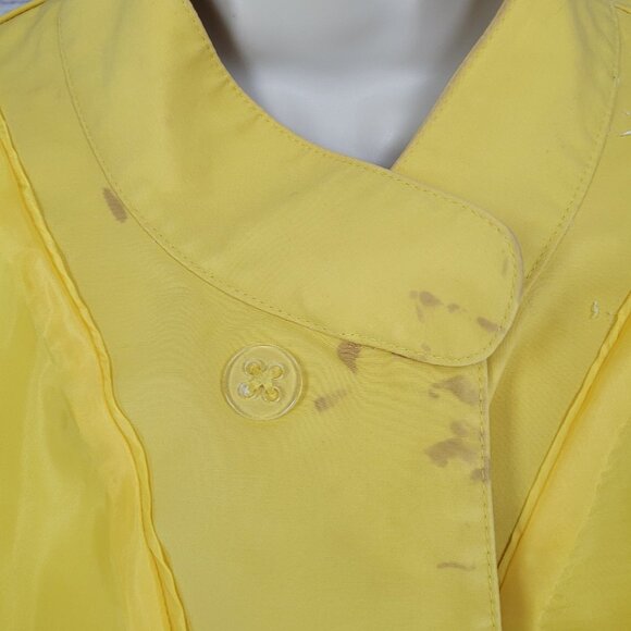 Talbots Yellow 100% Cotton Buttoned Pleated Back Pockets Lined Jacket Size 14 - Picture 8 of 16
